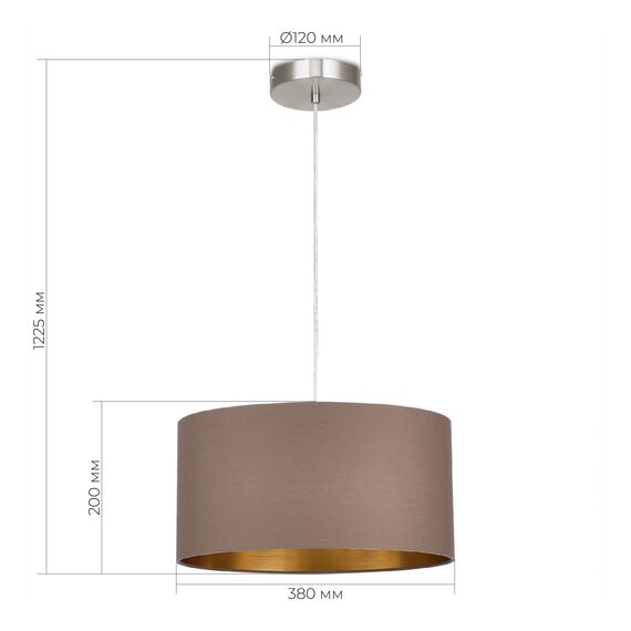 SLE300573-01 Светильник подвесной Никель/Темно-бежевый, Золотистый E27 1*40W BRESCIA, изображение 2