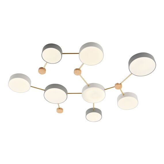 SLE600102-08 Светильник потолочный Золотистый, Светлое дерево/Белый, Серый LED 8*16,5W 4000K DOSSENA, изображение 5