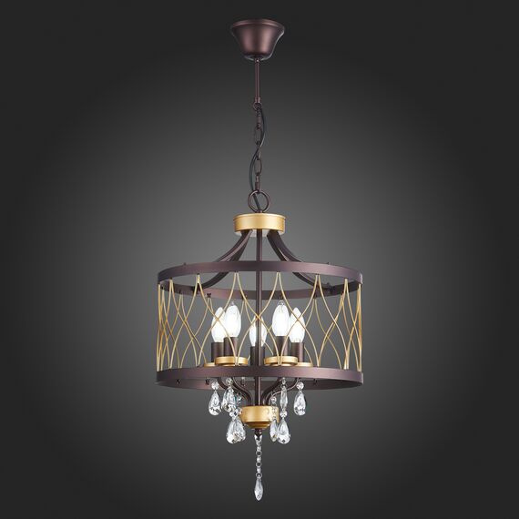 SL789.423.05 Люстра подвесная ST-Luce Темный кофе, Золото/Темный кофе, Золото, Прозрачный E14 5*60W GRASSО, изображение 2