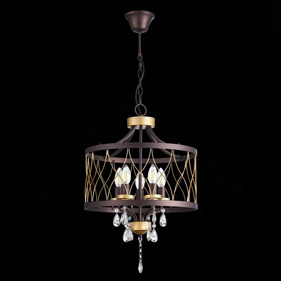 SL789.423.05 Люстра подвесная ST-Luce Темный кофе, Золото/Темный кофе, Золото, Прозрачный E14 5*60W GRASSО, изображение 4