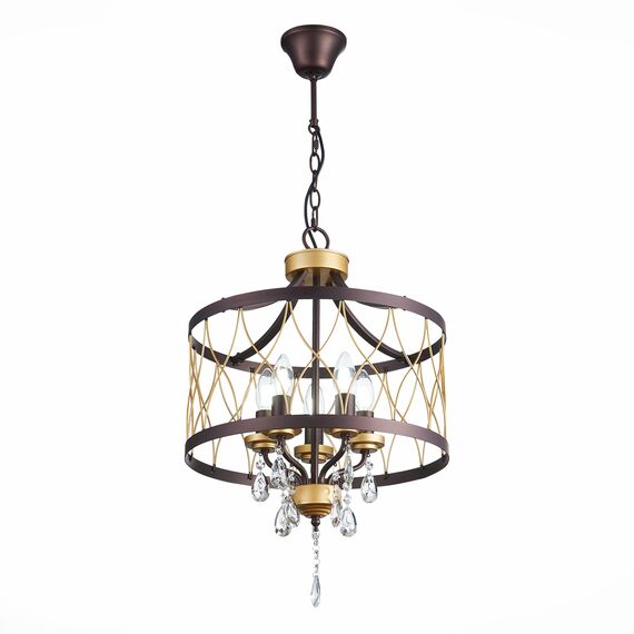 SL789.423.05 Люстра подвесная ST-Luce Темный кофе, Золото/Темный кофе, Золото, Прозрачный E14 5*60W GRASSО, изображение 9