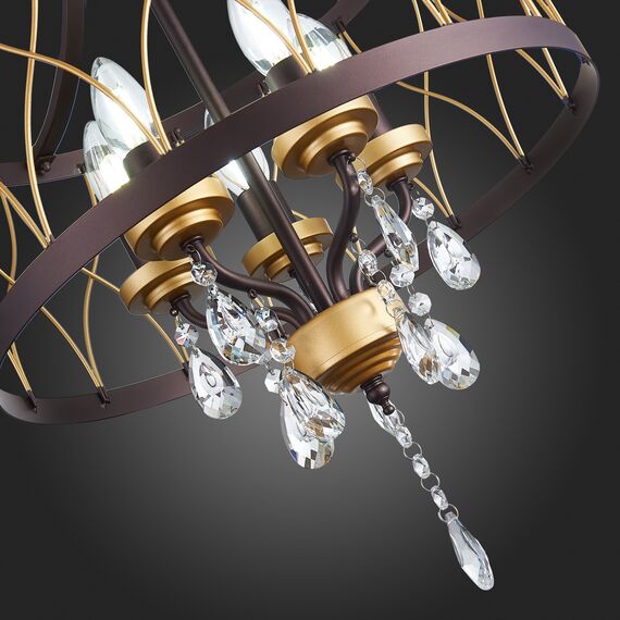 SL789.423.05 Люстра подвесная ST-Luce Темный кофе, Золото/Темный кофе, Золото, Прозрачный E14 5*60W GRASSО, изображение 11