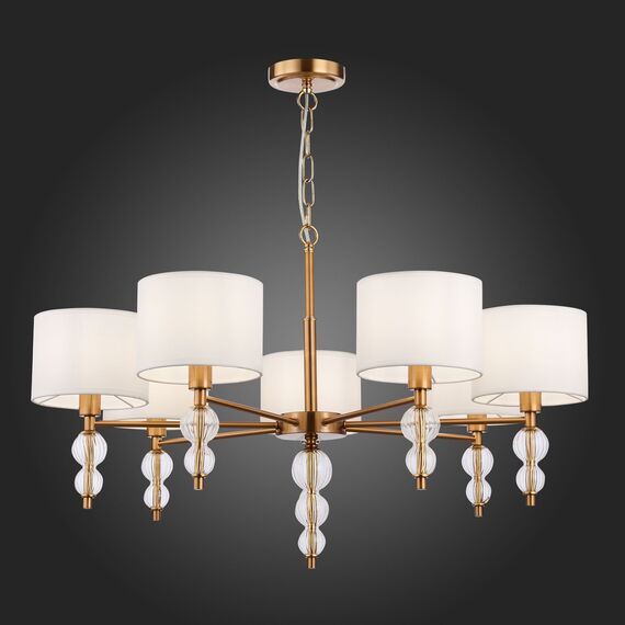 SLE105713-07 Светильник подвесной Латунь, Прозрачный/Белый E14 7*40W RAMER, изображение 2