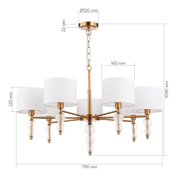 SLE105713-07 Светильник подвесной Латунь, Прозрачный/Белый E14 7*40W RAMER, изображение 7