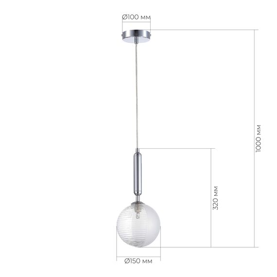 SLE1096-103-01 Подвес Хром/Прозрачный G9 LED 1*5W AVEIRO, изображение 6