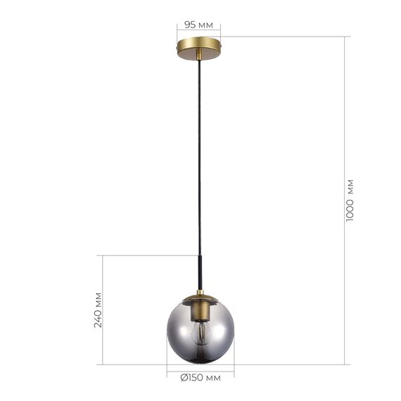 SLE1097-303-01 Подвес Матовое золото/Дымчатый E27 1*60W SCORZE, изображение 6