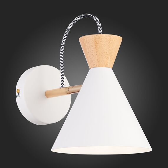 SLE125101-01 Светильник настенный Белый, Золотистый/Белый, Светлое дерево E14 1*40W MODICA, изображение 2