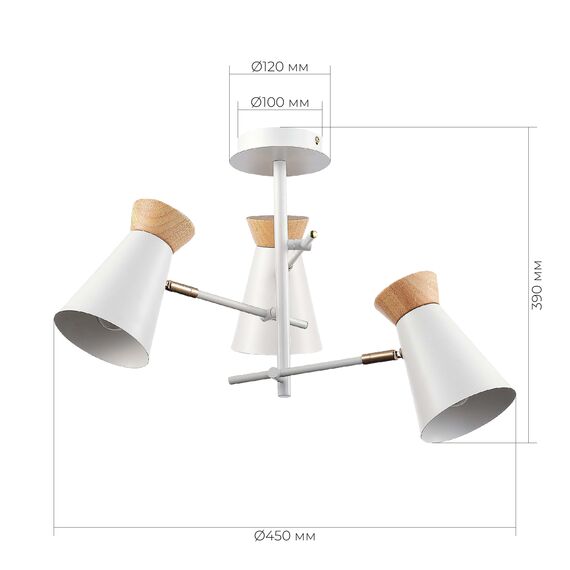 SLE1252-502-03 Светильник потолочный Белый, Золотистый/Белый, Дерево E27 3*60W ALFEO, изображение 6