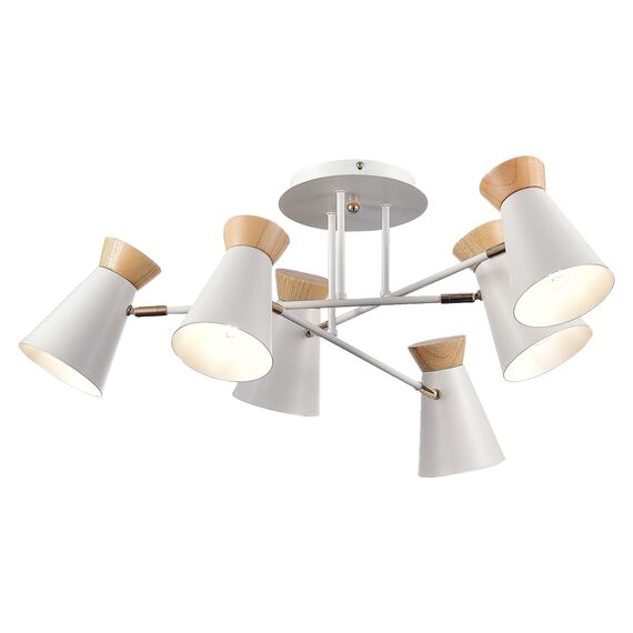 SLE1252-502-06 Светильник потолочный Белый, Золотистый/Белый, Дерево E27 6*60W ALFEO, изображение 3