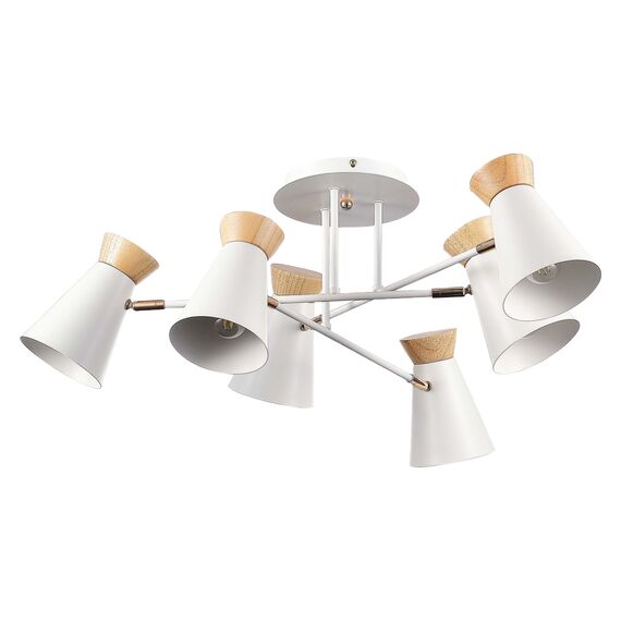 SLE1252-502-06 Светильник потолочный Белый, Золотистый/Белый, Дерево E27 6*60W ALFEO, изображение 4