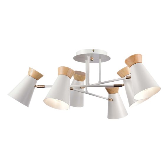 SLE1252-502-06 Светильник потолочный Белый, Золотистый/Белый, Дерево E27 6*60W ALFEO, изображение 5