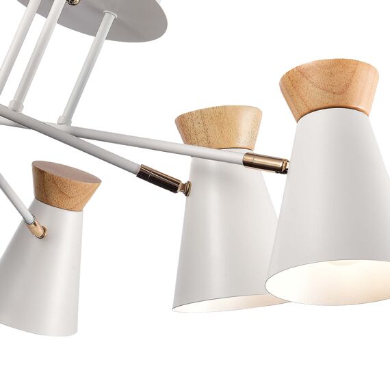 SLE1252-502-06 Светильник потолочный Белый, Золотистый/Белый, Дерево E27 6*60W ALFEO, изображение 6