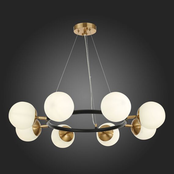 SLE220403-08 Светильник подвесной Черный, Латунь/Белый E27 8*60W FORLI, изображение 2