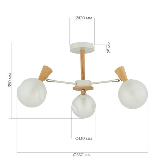 SLE220702-03 Светильник потолочный Белый, Светлое дерево/Белый E14 3*40W CATANIA, изображение 10
