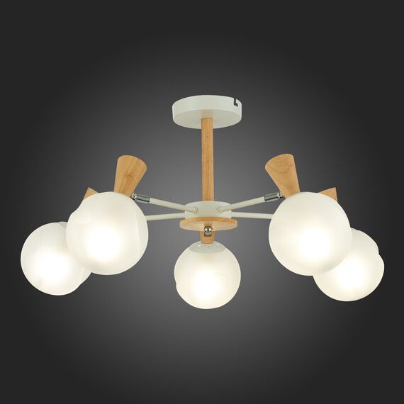 SLE220702-05 Светильник потолочный Белый, Светлое дерево/Белый E14 5*40W CATANIA, изображение 2