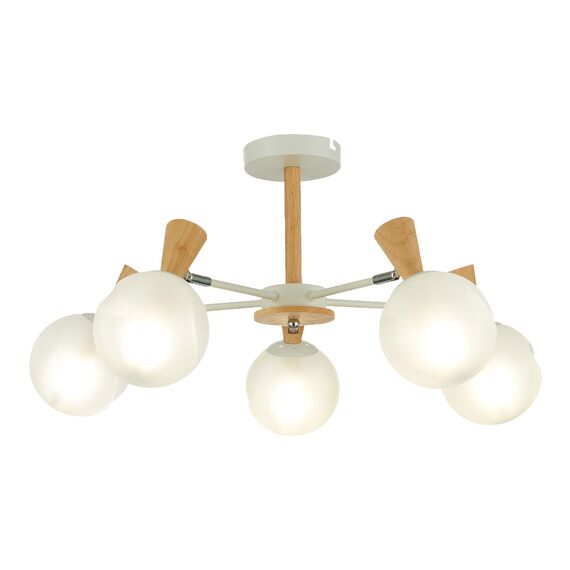 SLE220702-05 Светильник потолочный Белый, Светлое дерево/Белый E14 5*40W CATANIA, изображение 3
