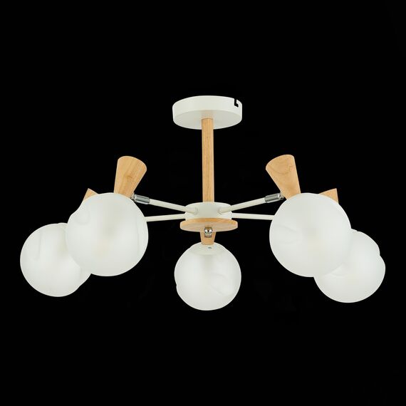 SLE220702-05 Светильник потолочный Белый, Светлое дерево/Белый E14 5*40W CATANIA, изображение 4