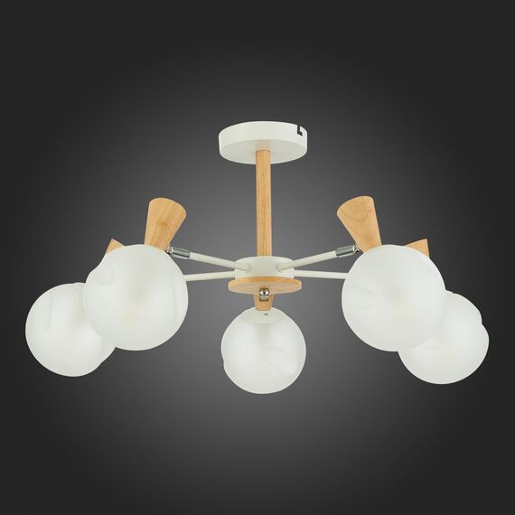 SLE220702-05 Светильник потолочный Белый, Светлое дерево/Белый E14 5*40W CATANIA, изображение 5