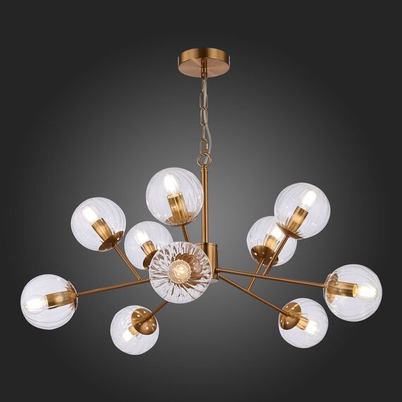 SLE220803-10 Светильник подвесной Латунь/Прозрачный E14 10*40W ANDRIA, изображение 2