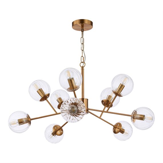 SLE220803-10 Светильник подвесной Латунь/Прозрачный E14 10*40W ANDRIA, изображение 4