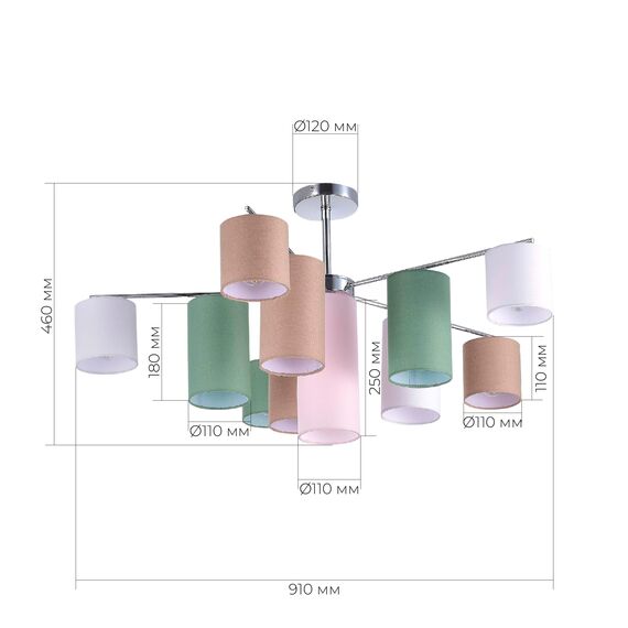 SLE300602-11 Светильник потолочный Хром/Белый, Бежевый, Зеленый E14 11*40W ESSENZA, изображение 6