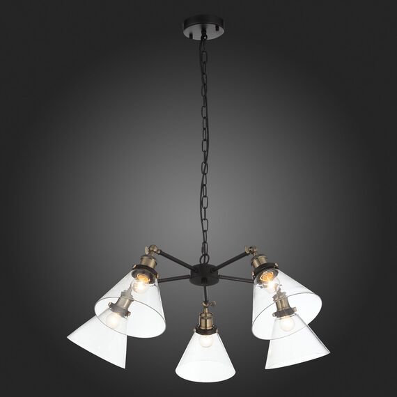 SL237.413.05 Люстра подвесная ST-Luce Черный, Матовое золото/Прозрачный E27 5*60W EVOLUTO, изображение 2