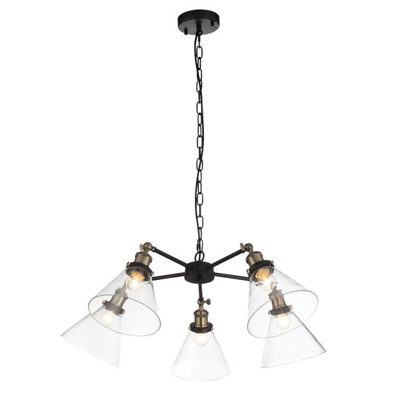 SL237.413.05 Люстра подвесная ST-Luce Черный, Матовое золото/Прозрачный E27 5*60W EVOLUTO, изображение 3