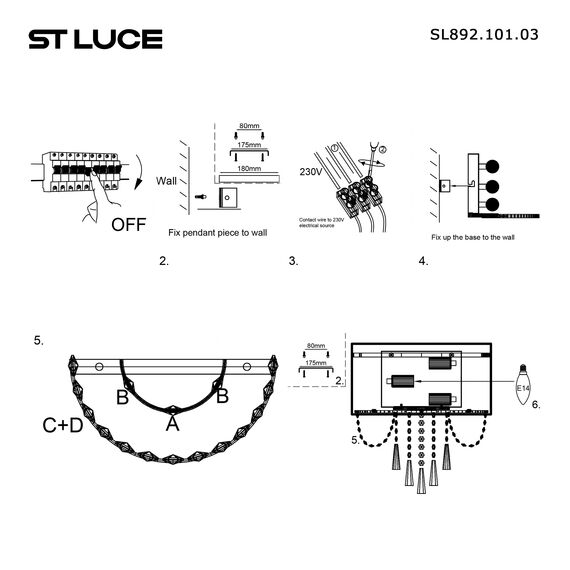 SL892.101.03 Бра ST-Luce Хром/Серебристый, Прозрачный E14 3*40W REPRESENTA, изображение 3