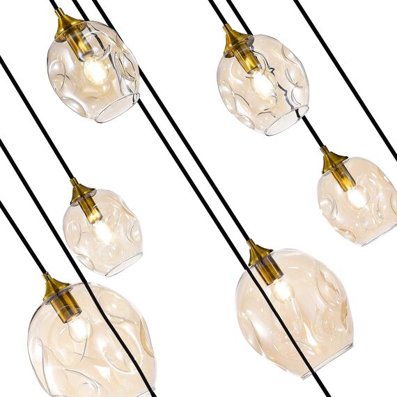 SL1188.303.09 Люстра подвесная ST-Luce Латунь/Коньячный E14/E27 5+4*40W IDESIA, изображение 6