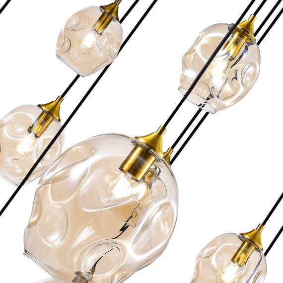 SL1188.303.16 Люстра подвесная ST-Luce Латунь/Коньячный E14/E27 12+4*40W IDESIA, изображение 5