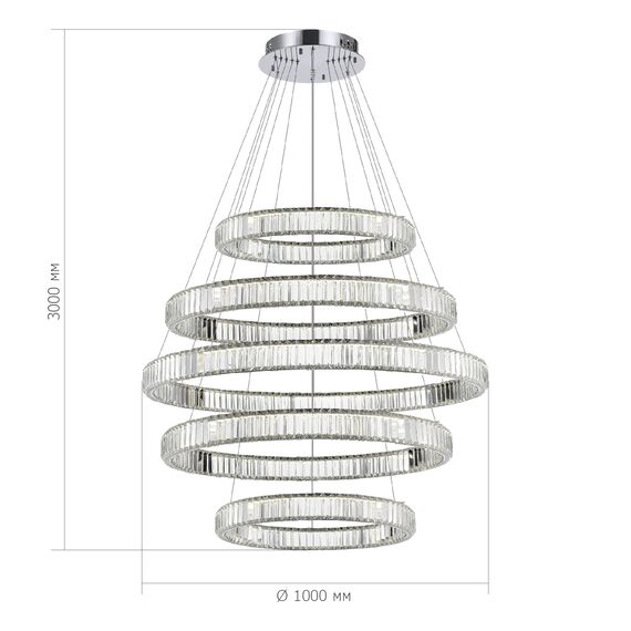 SL1622.103.05 Люстра подвесная ST-Luce Хром/Прозрачный LED 1*255W 4000K TIVOLI, изображение 4