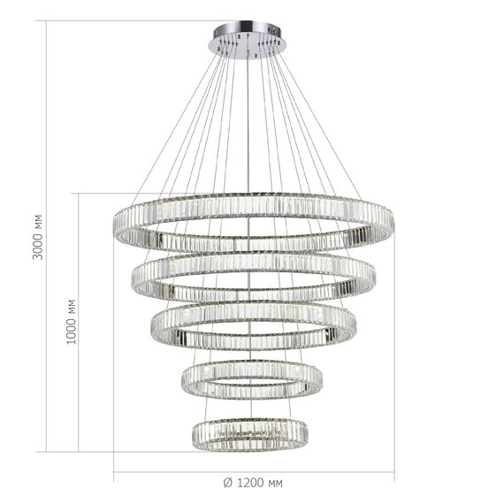 SL1622.113.05 Люстра подвесная ST-Luce Хром/Прозрачный LED 1*285W 4000K TIVOLI, изображение 5