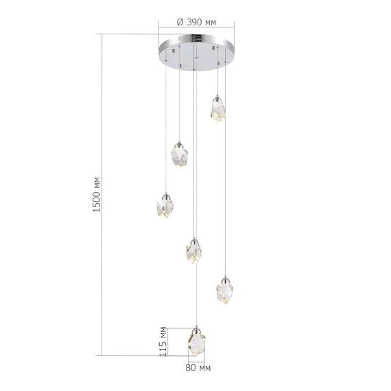 SL6114.103.06 Светильник подвесной ST-Luce Хром/Прозрачный LED 6*3W 3000K CASCATO, изображение 4