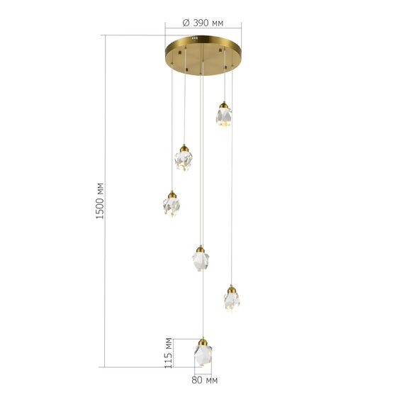 SL6114.203.06 Светильник подвесной ST-Luce Золотистый/Прозрачный LED 6*3W 3000K CASCATO, изображение 4