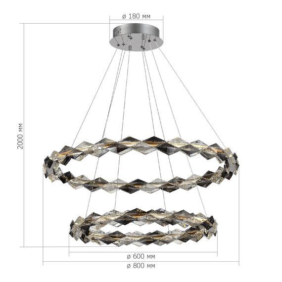 SL6009.103.02 Люстра подвесная ST-Luce Хром/Прозрачно-Дымчатый LED 1*45W 3000K DIAMANTA, изображение 4