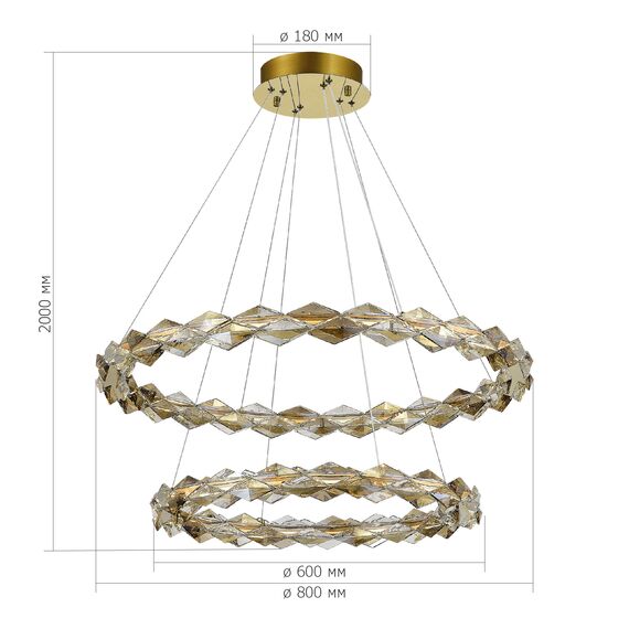 SL6009.203.02 Люстра подвесная ST-Luce Золотистый/Прозрачный,Янтарный LED 1*45W 3000K DIAMANTA, изображение 4