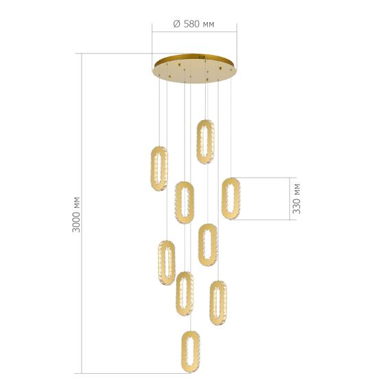 SL6506.203.09 Светильник подвесной ST-Luce Золотистый/Золотистый, Прозрачный LED 9*9W 3000K ALLUNGO, изображение 3