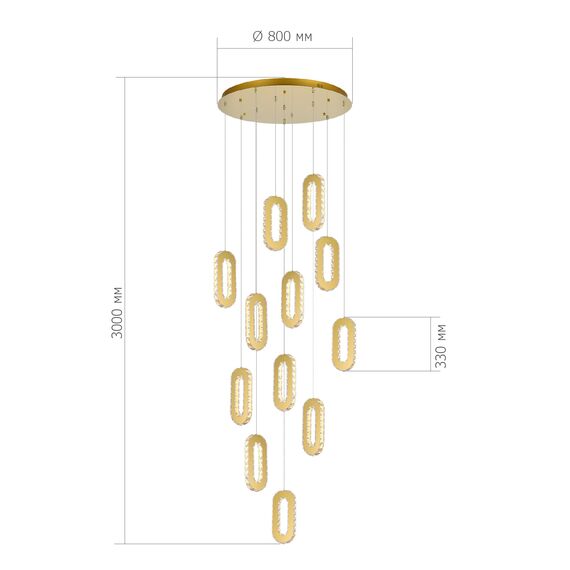 SL6506.203.12 Светильник подвесной ST-Luce Золотистый/Золотистый, Прозрачный LED 12*9W 3000K ALLUNGO, изображение 4