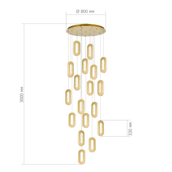 SL6506.203.18 Светильник подвесной ST-Luce Золотистый/Золотистый, Прозрачный LED 18*9W 3000K ALLUNGO, изображение 4
