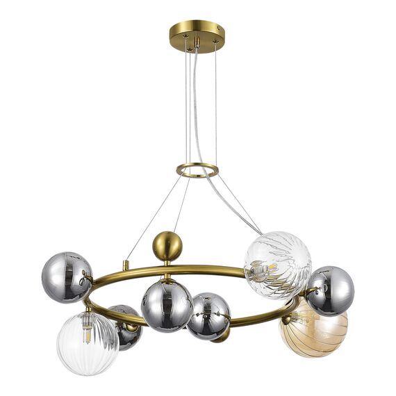 SL1515.303.08 Светильник подвесной ST-Luce Латунь/Янтарный,Дымчатый,Прозрачный G9 8*5W 4000K SPHERE, изображение 2