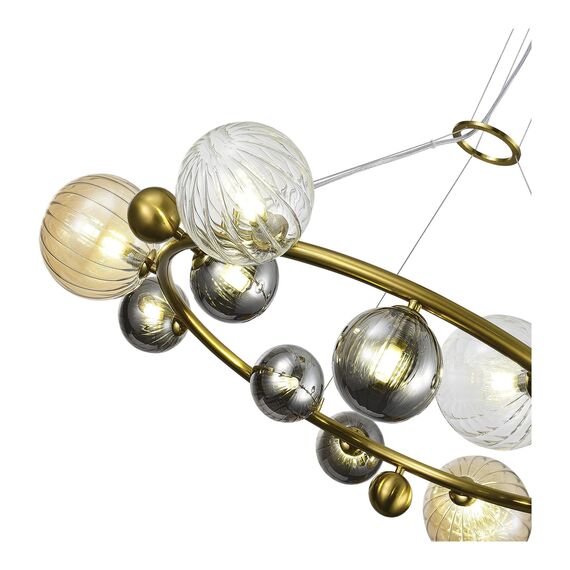 SL1515.303.12 Светильник подвесной ST-Luce Латунь/Янтарный,Дымчатый,Прозрачный G9 12*5W 4000K SPHERE, изображение 3