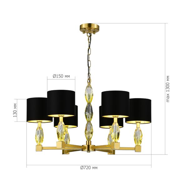 SL1759.303.06 Люстра подвесная ST-Luce Латунь/Черный E14 6*40W LINGOTTI, изображение 4