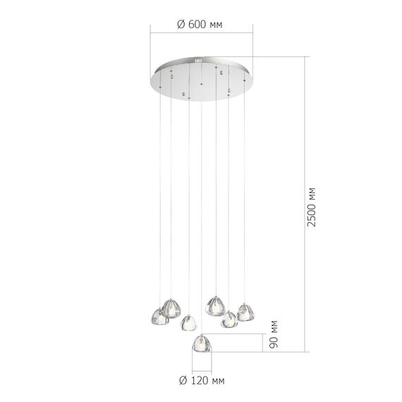 SL6017.101.07 Светильник подвесной ST-Luce Хром/Прозрачный с пузырьками воздуха LED 7*3W 3000K WATERFALL, изображение 6