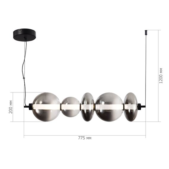 SL6119.413.40 Светильник подвесной ST-Luce Черный/Дымчато-Серый LED 1*40W 3000K PERLINA, изображение 5