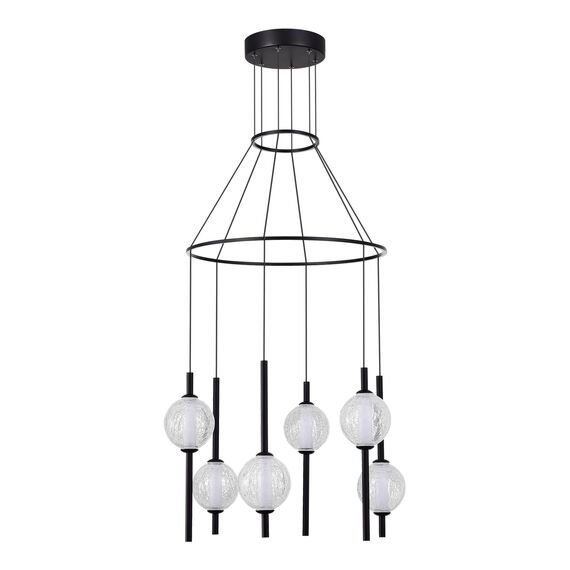 SL6120.403.06 Светильник подвесной ST-Luce Черный/Прозрачное кракелированное стекло LED 6*8,5W 3000K PEEK, изображение 2