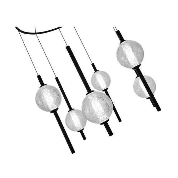 SL6120.403.06 Светильник подвесной ST-Luce Черный/Прозрачное кракелированное стекло LED 6*8,5W 3000K PEEK, изображение 3