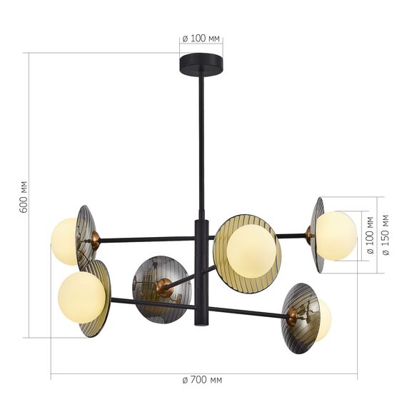 SL1521.423.06 Светильник подвесной ST-Luce Черный/Дымчатый, Белый G9 6*5W 4000K NOON, изображение 4