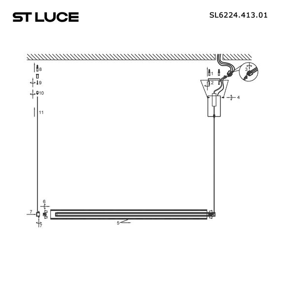 SL6224.413.01 Светильник подвесной ST-Luce Черный/Прозрачный LED 1*30W 4000K BAMBOO, изображение 5