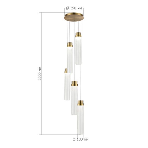 SL6236.303.05 Светильник подвесной ST-Luce Латунь/Прозрачный LED 5*12W 4000K CHAMPAGNE, изображение 4