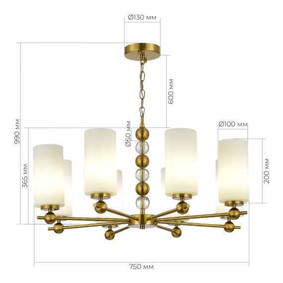 SL2003.303.08 Светильник подвесной ST-Luce латунь/белый E27 8*40W AURORA, изображение 4